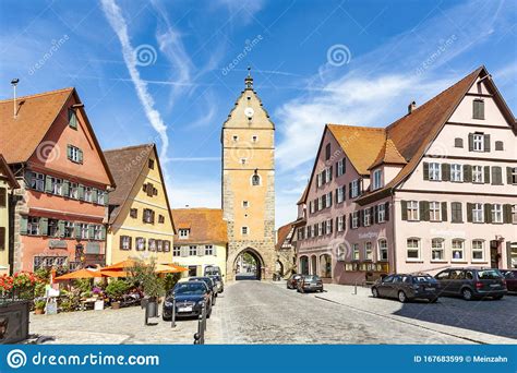 Romantic Dinkelsbuhl City Of Late Middleages And Timbered Houses In Germany Editorial Stock
