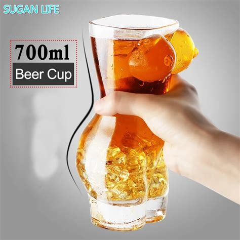 sexy lady men durable double wall whiskey glasses wine shot glass big chest beer cup 700ml