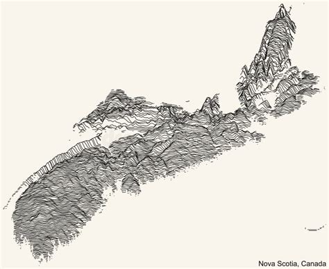 Topographic Relief Map Of Nova Scotia Canada Stock Vector