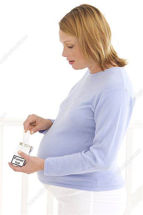 Pregnant Woman Smoking Stock Image C017 0383 Science Photo Library