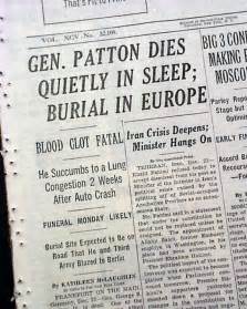 gen george s patton automobile accident or assassination death 1945 newspaper ebay