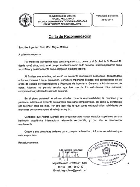 Carta Recomendacion Academica