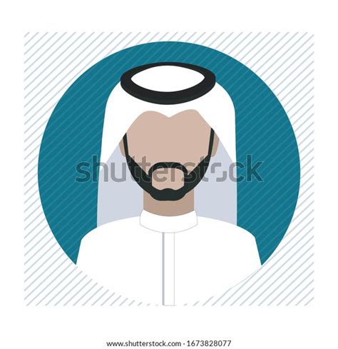 Saudi Man Icon Wearing Shemagh Thobe เวกเตอรสตอก ปลอดคาลขสทธ