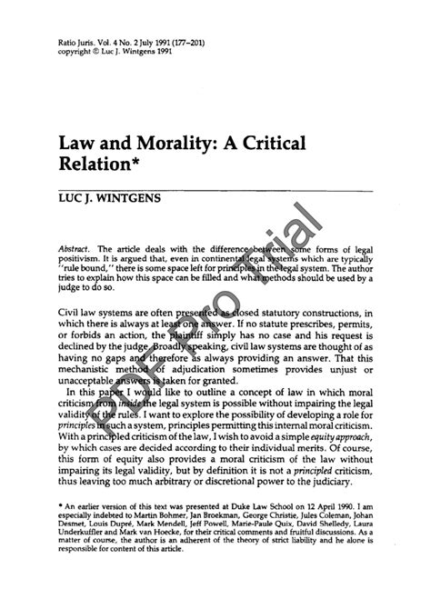 Pdf Law And Morality A Critical Relation