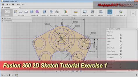 Fusion 360 2d Sketch Drawing Practice Tutorial Exercise 1 Youtube
