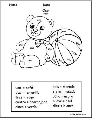 There are sixteen categories children can choose from, including body, bugs, toys, backyard, face, halloween, farm animals, pizza, happy easter, christmas and many others. Spanish: Colorea por Numero- Oso - Color by Number: Bear ...
