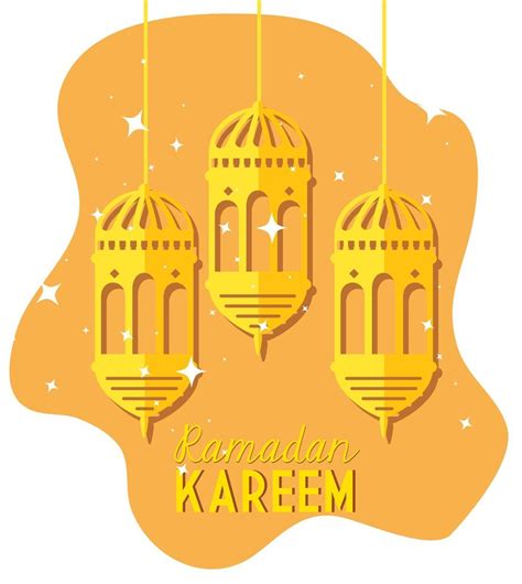 Ramadan Kareem Poster With Lanterns Hanging 2700239 Vector Art At Vecteezy