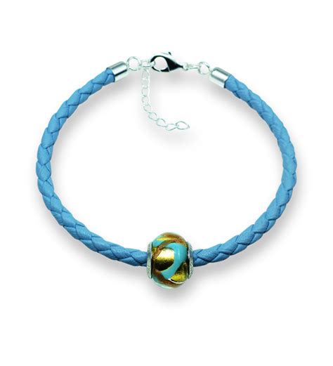 Murano Glass Charm Bead Nappa Leather Bracelet Venezia Due From Simply Murano