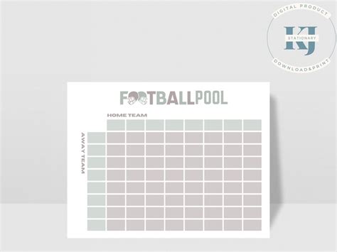 Football Pool Chart 3 Super Bowl Or Playoffs Digital Download Print At