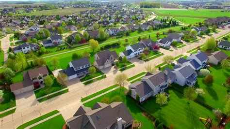 Beautiful Suburban Neighborhood With Stunning Homes Aerial View