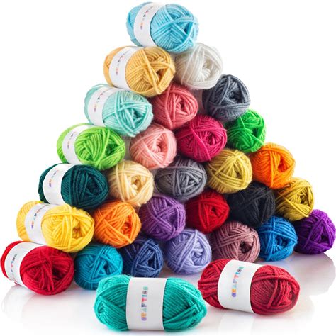 30 Acrylic Yarn Skeins Unique Colors Bulk Yarn Kit 1300 Yards