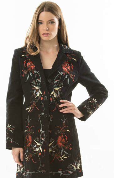 Embroidered Jacket Jackets For Women Black Rose Women