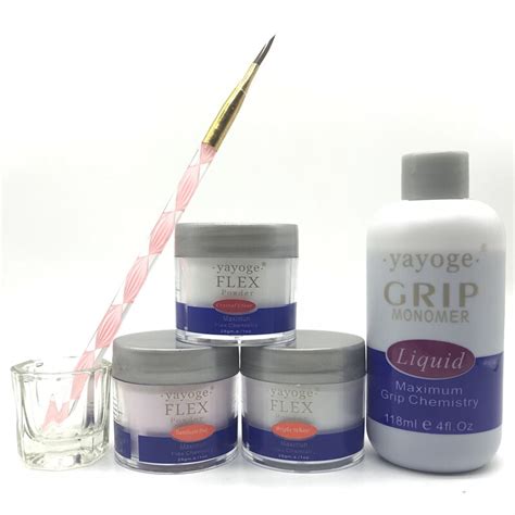 Acrylic Powder Set Kit Yayoge Nail Art Clear Pink White Flex Polymer