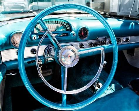 1950s Blue Ford Thunderbird Steering By Aroundtheglobeimages