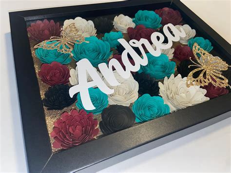 Customized Flower Shadow Box 3d Flowers Personalized Shadow Etsy