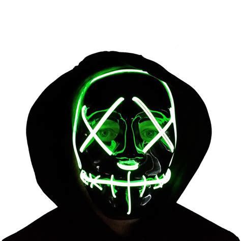 Purge Mask Led El Wire Light Up Stitchface Handmade Halloween Etsy