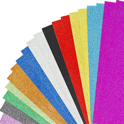 20 Sheets Mixed Colours Glitter Cardstock Sparkle A4 Card 250gms