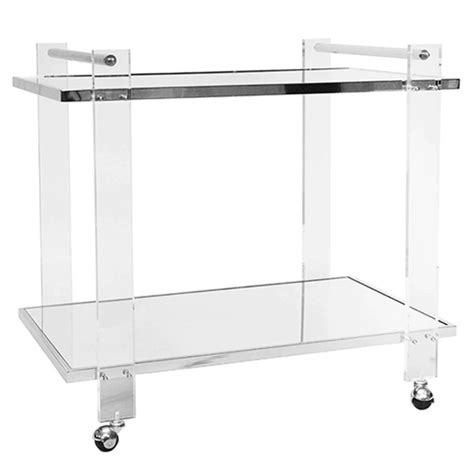 Modern Acrylic Bar Cart With Mirror Shelves Clear Home Design