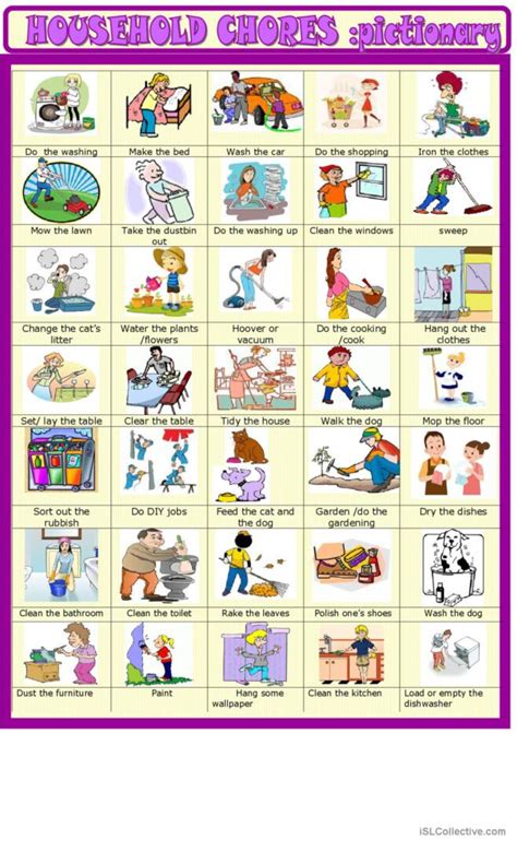 Household Chores New Updated Pictio English Esl Worksheets Pdf And Doc