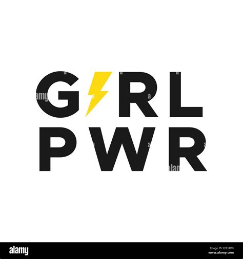 Girl Pwr With Thunderbolt Motivational Phrase Feminist Quote Concept