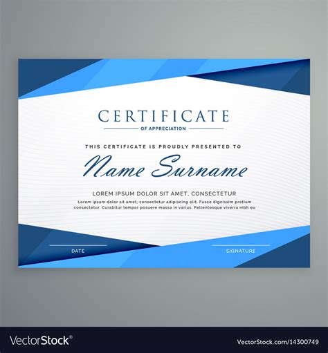Certificate design certificate templates gift certificates cover letter template letter templates navy chief i got your back letter sample card envelopes. Modern blue triangle certificate template Vector Image