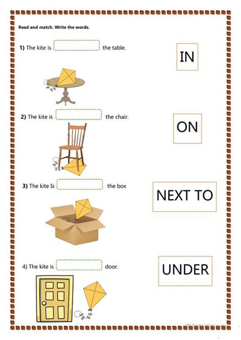 Online exercises preposition of place a picture with many objects and 12 sentences where students will have to complete the appropriate. Prepositions of place Interactive worksheet
