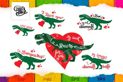Valentine Dinosaur Bundle Svg (Graphic) by Illustrator Guru · Creative