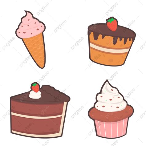 Gambar Desserts Kartun Dengan Lucu Dan Manis Dari Berbagai Dessert Food Vector Desserts