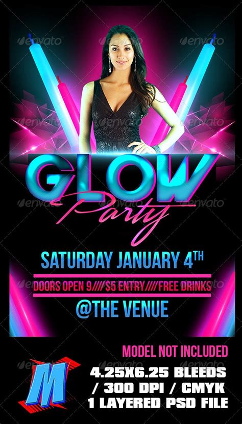 Glow Party Flyer Template Print Templates Graphicriver