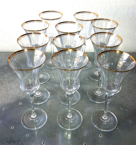 Vintage Gold Rimmed Wine Glasses Set Of 12 By Lolaandmaddievintage