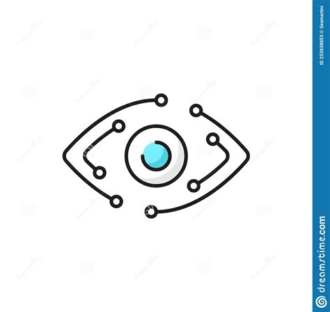 Robot Eye And Computer Tracks Outline Icon Stock Vector Illustration