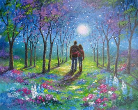 Lovers In Moonlight Original Oil Painting Lovers Walking Etsy