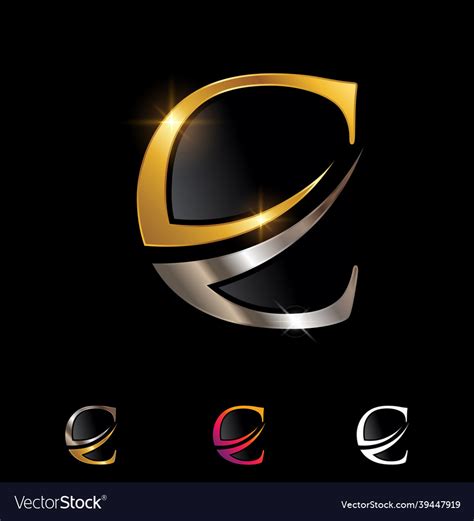 Gold And Chrome Monogram Letter C Royalty Free Vector Image