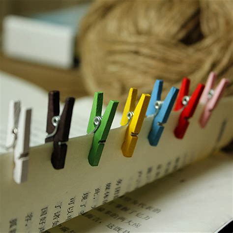 50 Pcs Mini Colored Spring Wood Clips Clothes Photo Paper Peg Pin