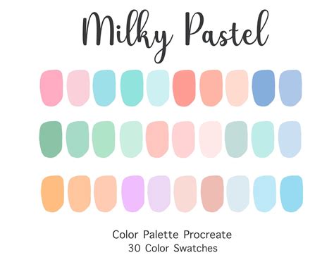 Bright Pastel Color Palette Procreate Color Palette Swatches De1