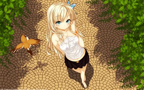 Anime Blonde Blue Eyes Blush Nails Looking At Viewer Long Hair Smiling Hair Accessories