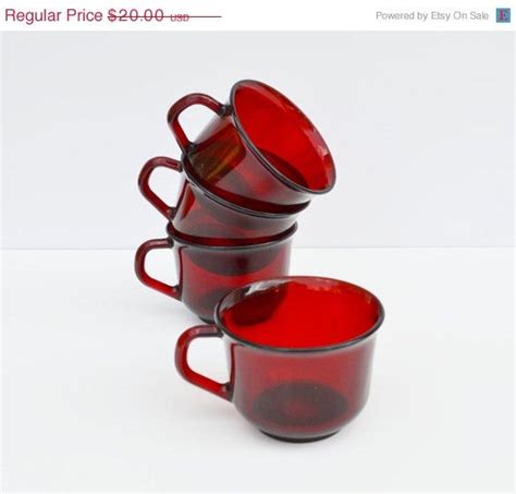 Vintage Red Glassware Ruby Red Arcoroc Of France Set Of 4 Tea Etsy Glassware Vintage Modern