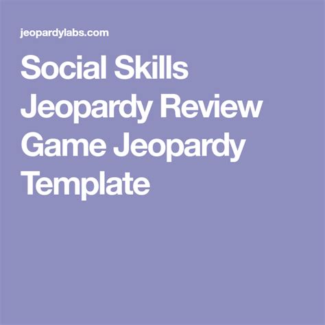 Social Skills Jeopardy Review Game Jeopardy Template Social Skills