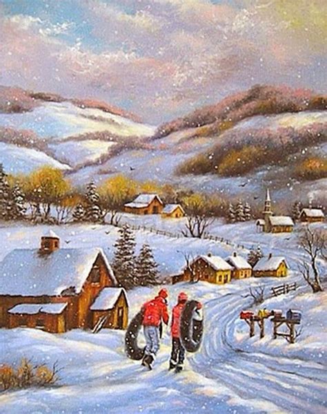 Trudging In The Snow~ Vicky Wade Christmas Paintings Christmas Art