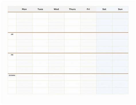 Simple Weekly Am Pm Planner Organization Inspiration Templates