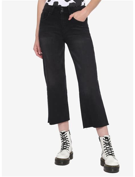 Black Crop Wide Leg Jeans Hot Topic