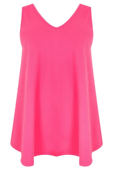 Hot Pink Sleeveless Swing Top Plus Size 16 To 36