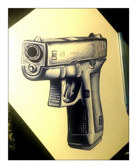 Sketch Realistic Gun Drawing Canvas Ly