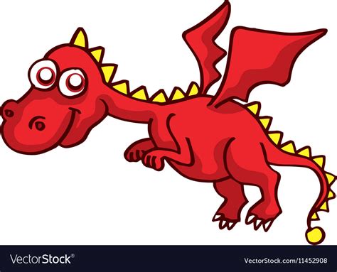 Red Dragon Funny Cartoon Design For Kids Vector Image