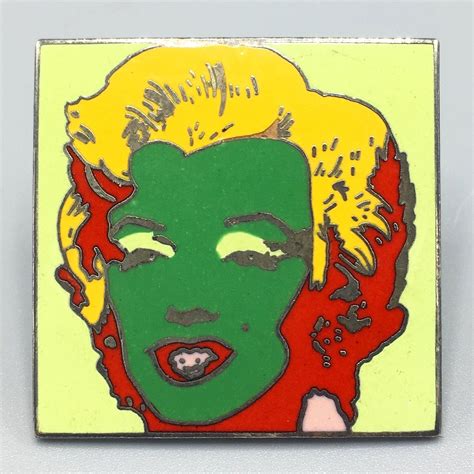 Andy Warhol Vintage 1980s Cloisonné Enamel Marilyn Monroe Green Pin