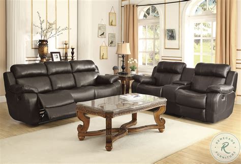 Marille Dark Brown Double Glider Reclining Loveseat From Homelegance