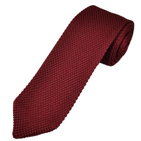 Plain Burgundy Pointed End Mens Knitted Tie From Ties Planet Uk