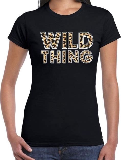 wild thing t shirt met panter print zwart voor dames fout dierenprint tekst shirt xl