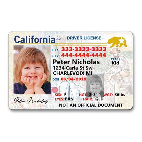 Buy Kid Id Card Novelty Driver License Card For Children Under 12 Years