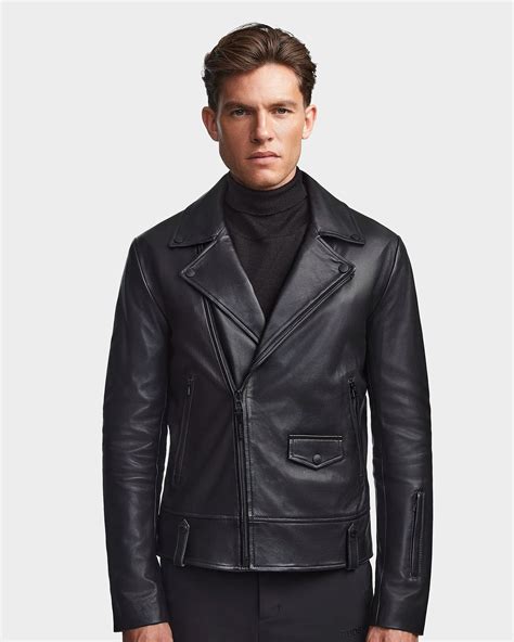 Mens Leather Jacket Dareg Black Rudsak Rudsak